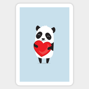 Cute cartoon panda holding heart. Sticker